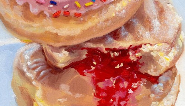 Doughnuts for Breakfast I - Daily Painting by Shineh (oil on Arches paper)