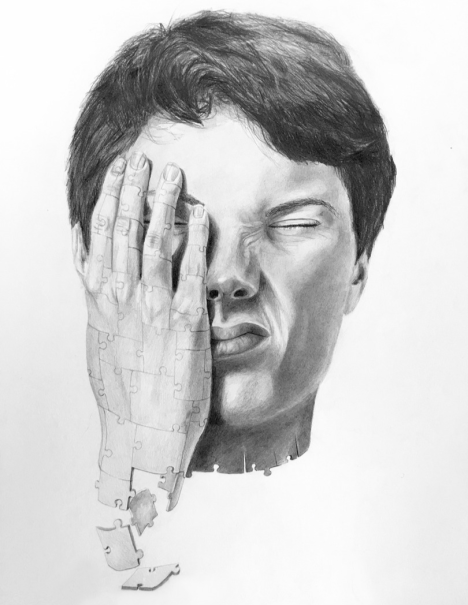 ^ "Self Portrait" - Pencil Drawing by Julianna K. - 12th grade